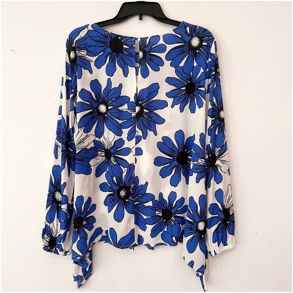 Karen Kane Blue Daisy Handkerchief Blouse Size XL - Picture 6 of 12